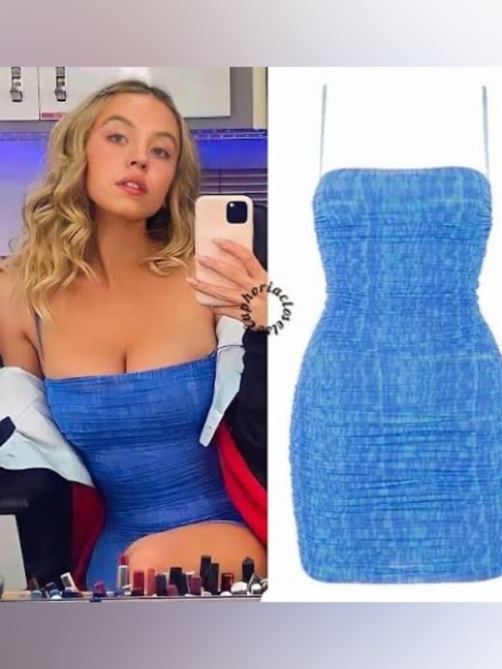 House of CB Blue “Ella” Bustier Roused Bodycon Mesh Euphoria Cassie Mini Dress M